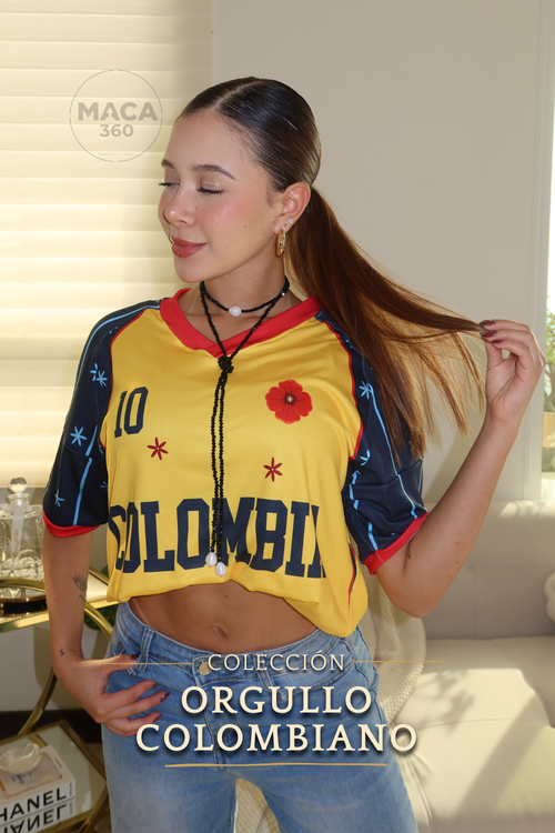 Camiseta Colombia Mujer Semi Oversize - Amarilla Estelar