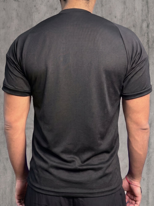 Camiseta Deportiva Negra Hombre - Estampado Plata