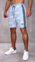Pantaloneta Hombre Azul Celeste - Patrón Geométrico y Líneas Laterales