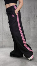 Sudadera Bota Ancha Mujer Negra - Franjas Rosadas