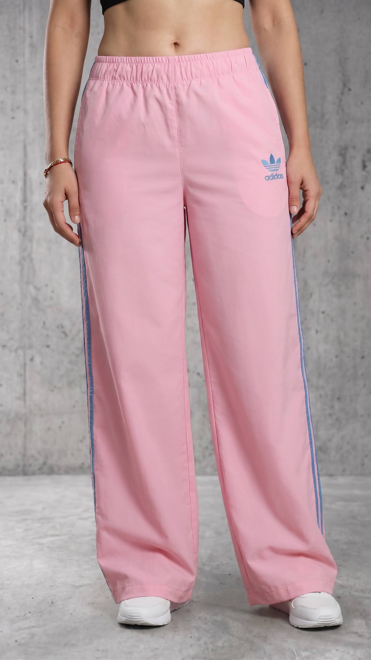 Sudadera Bota Ancha Mujer Rosada - Franjas grises